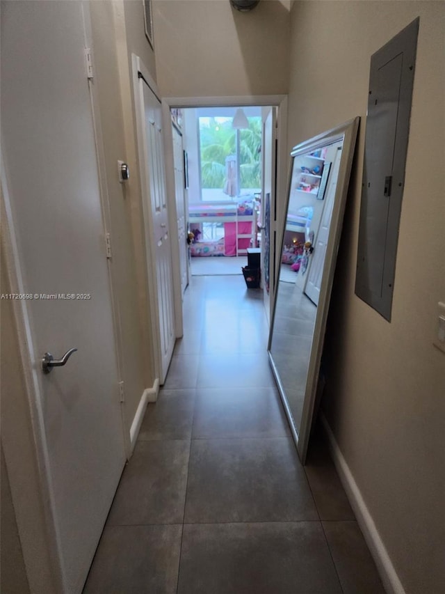 hallway with electric panel