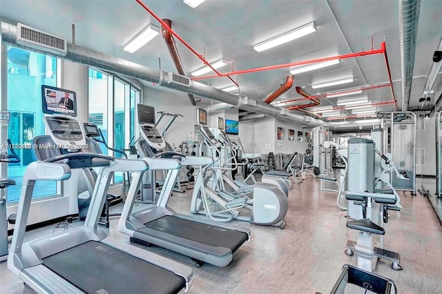 exercise room with a wealth of natural light