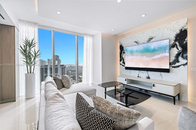 living room featuring expansive windows