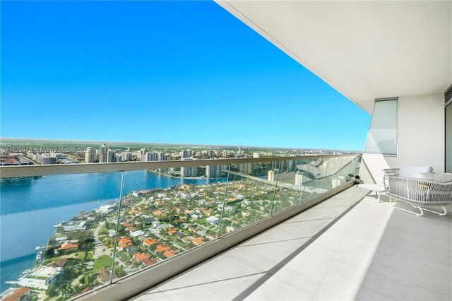 balcony with a water view