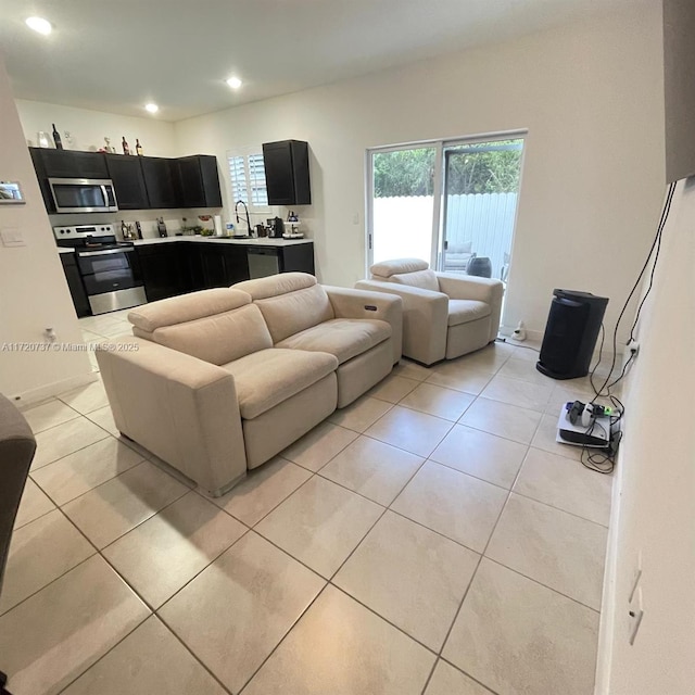 view of tiled living room