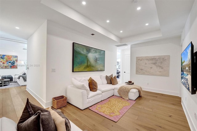 living room featuring light hardwood / wood-style floors