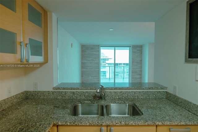 kitchen featuring stone countertops and sink