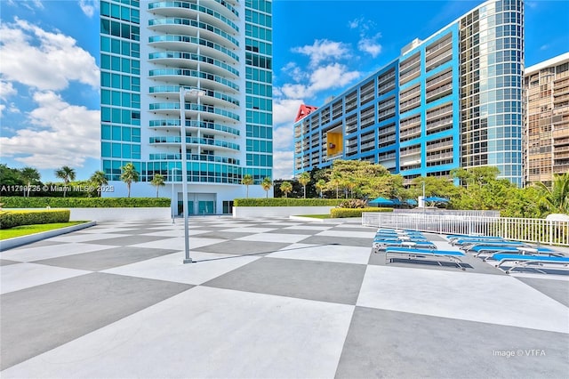 view of community with a patio area