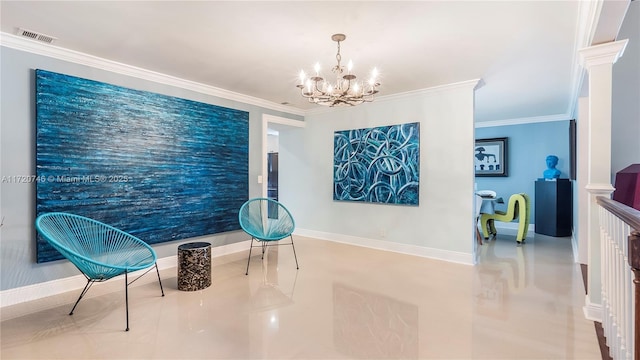 1524 39th St, West Palm Beach, FL 33407 - unfurnished room with ornamental molding, a chandelier, and baseboards