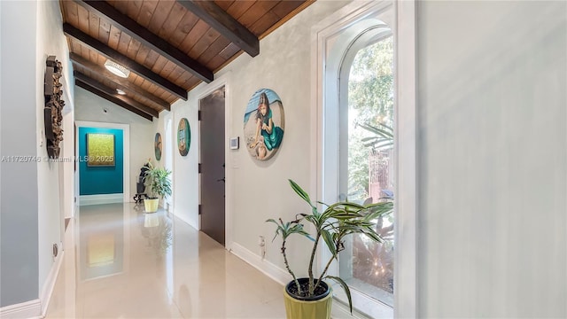 1524 39th St, West Palm Beach, FL 33407 - hall featuring wooden ceiling and tile patterned flooring