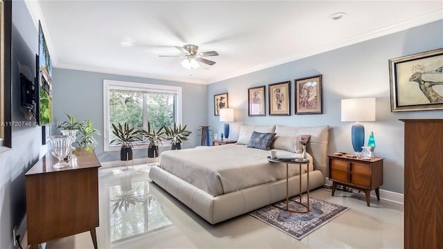1524 39th St, West Palm Beach, FL 33407 - bedroom featuring crown molding and a ceiling fan