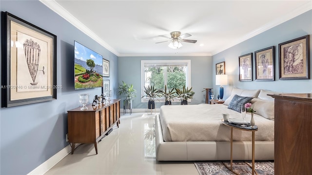1524 39th St, West Palm Beach, FL 33407 - bedroom with crown molding and a ceiling fan