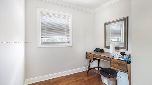 1524 39th St, West Palm Beach, FL 33407 - office space with crown molding, wood finished floors, and baseboards