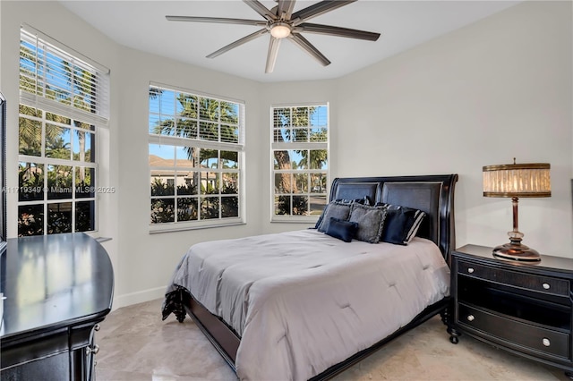 bedroom featuring ceiling fan