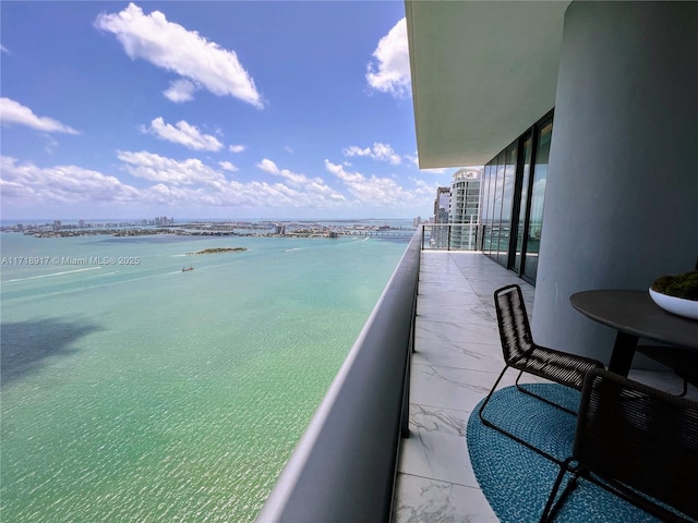 balcony with a water view