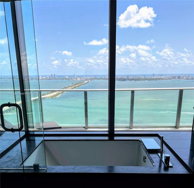 balcony with a water view