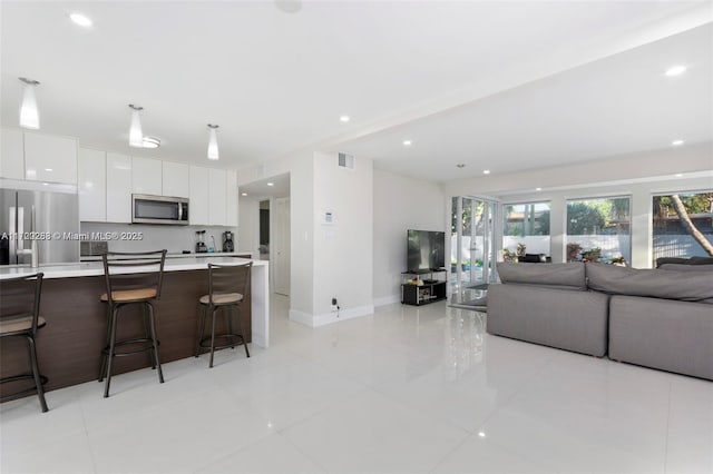 view of tiled living room