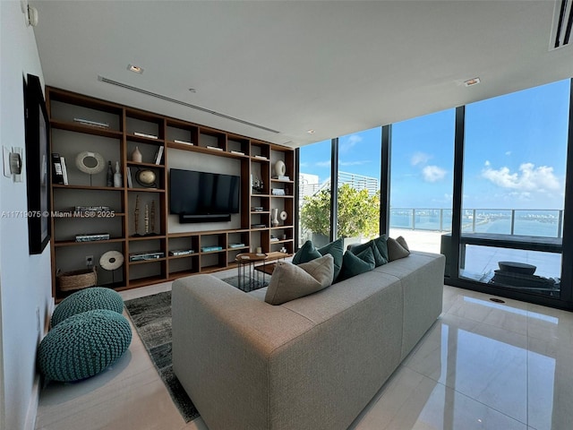 living room featuring expansive windows