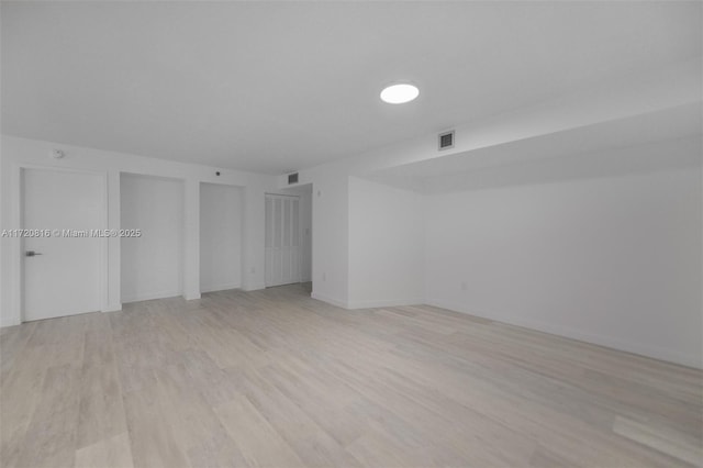 interior space with light hardwood / wood-style floors