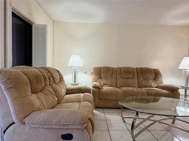 living room featuring light tile patterned floors