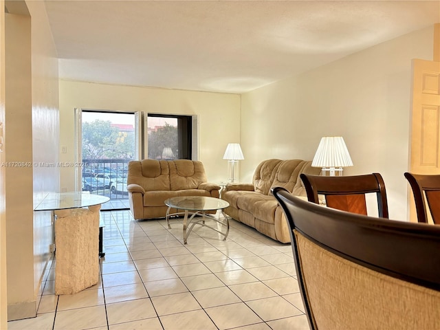 view of tiled living room