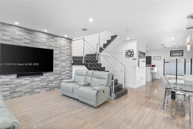 view of tiled living room