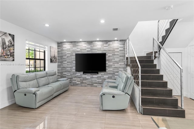 view of tiled living room