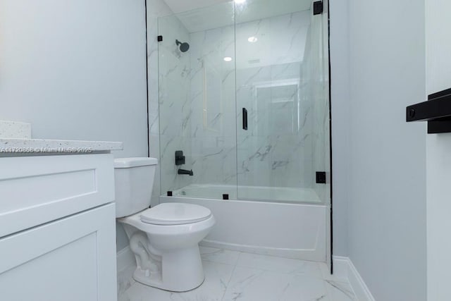 full bathroom with vanity, toilet, and shower / bath combination with glass door