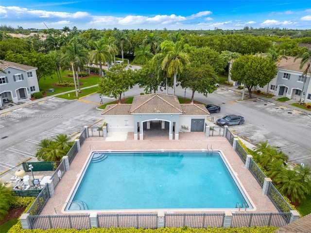 view of pool featuring a patio