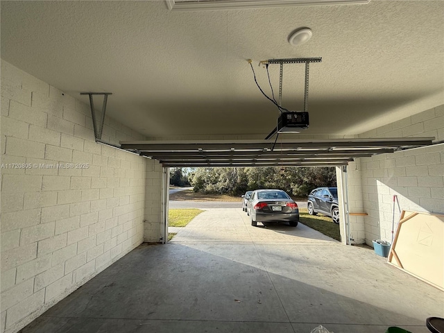 garage with a garage door opener