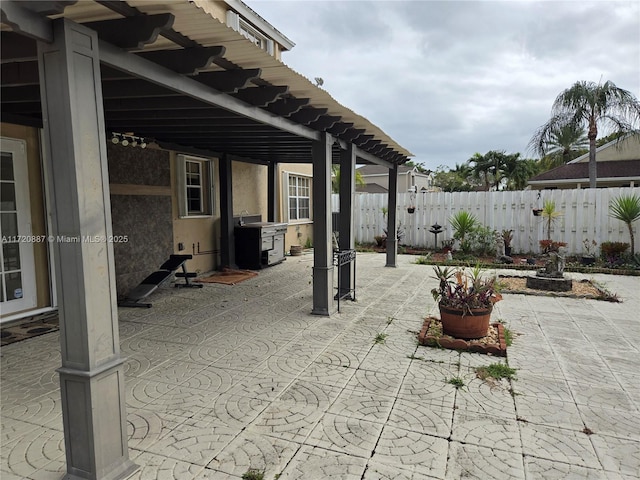 view of patio / terrace featuring a pergola