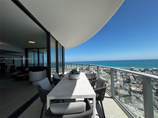 balcony with a water view