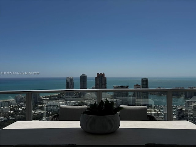 balcony with a water view