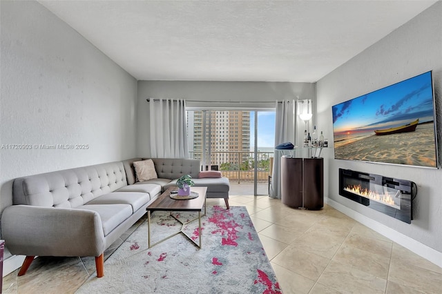 view of tiled living room