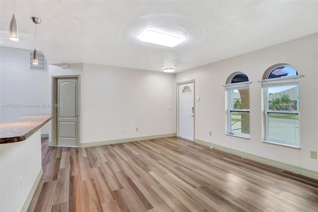 unfurnished living room with light hardwood / wood-style floors