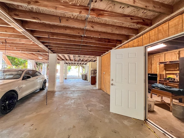 interior space with wood walls