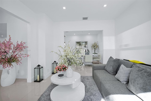 view of tiled living room