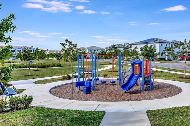 view of play area with a lawn