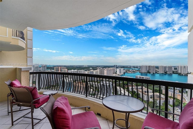 balcony with a water view