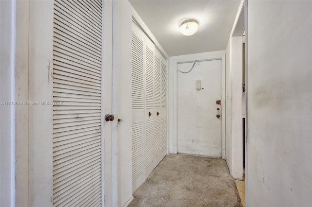 hallway with light carpet