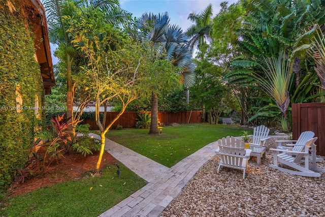 view of yard with a fenced backyard