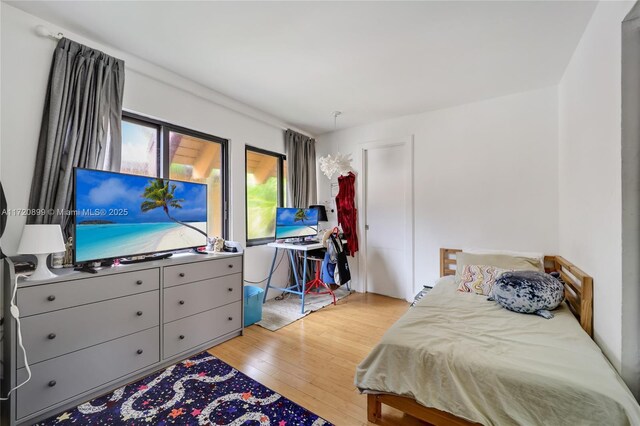 bedroom featuring light hardwood / wood-style flooring