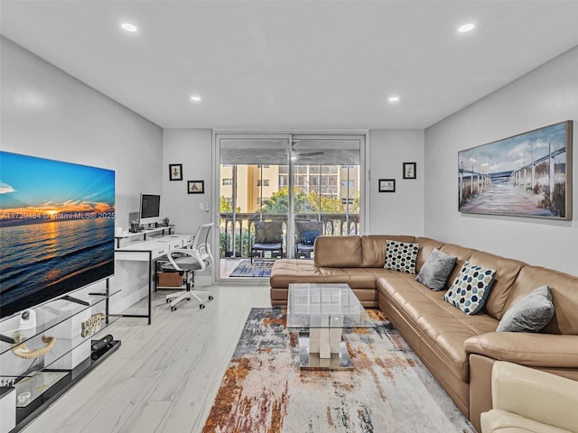 living room featuring light hardwood / wood-style flooring