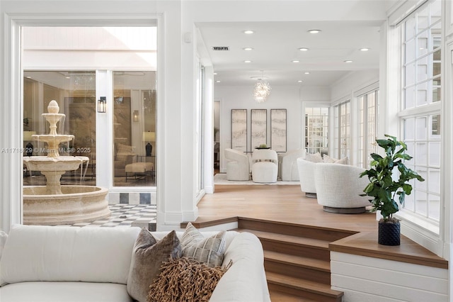 living room with hardwood / wood-style floors