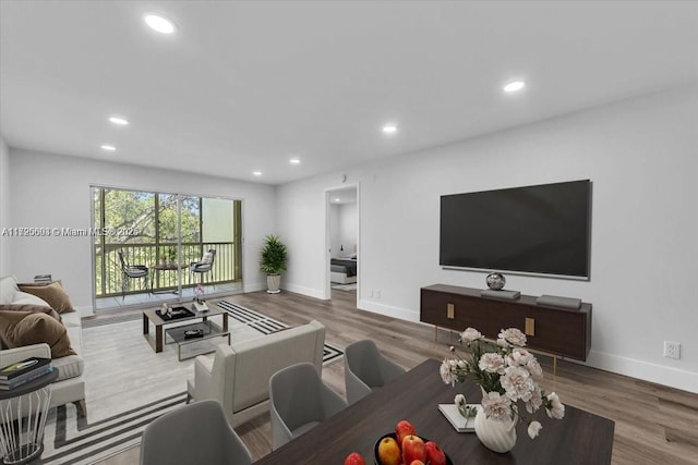 living room with wood-type flooring