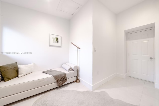 living room with lofted ceiling