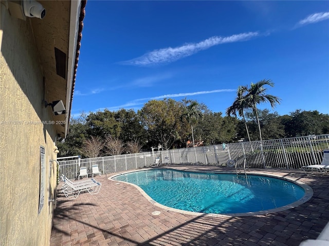 view of swimming pool featuring a patio area