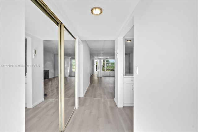 corridor featuring light hardwood / wood-style flooring