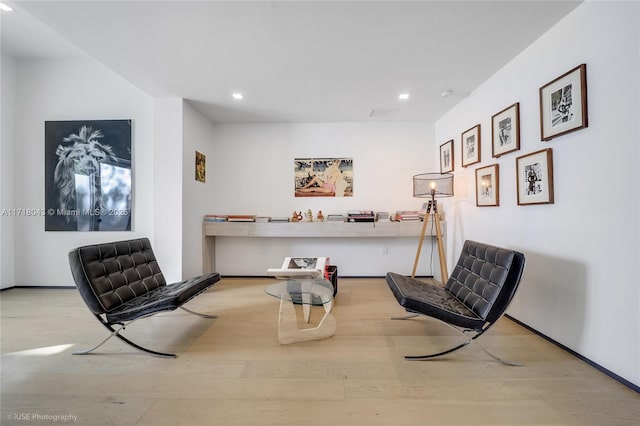 living area featuring light wood-type flooring