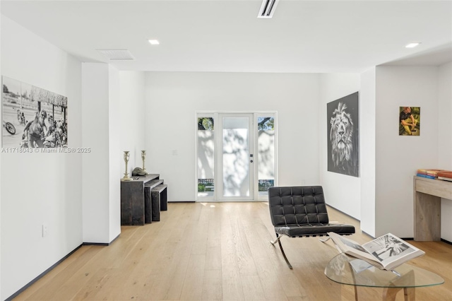 living room featuring light wood-type flooring