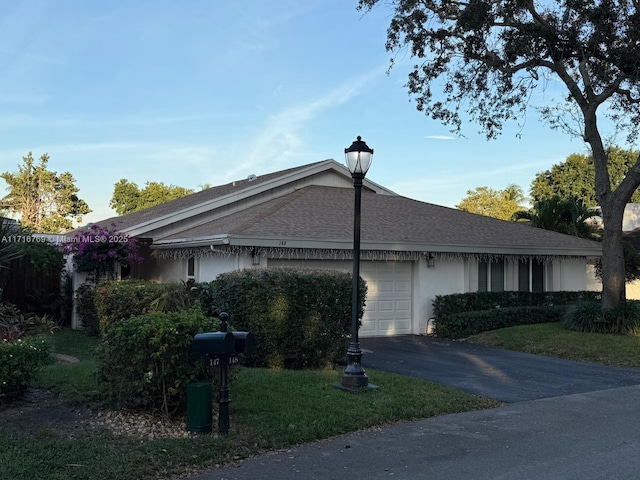 exterior space with a garage