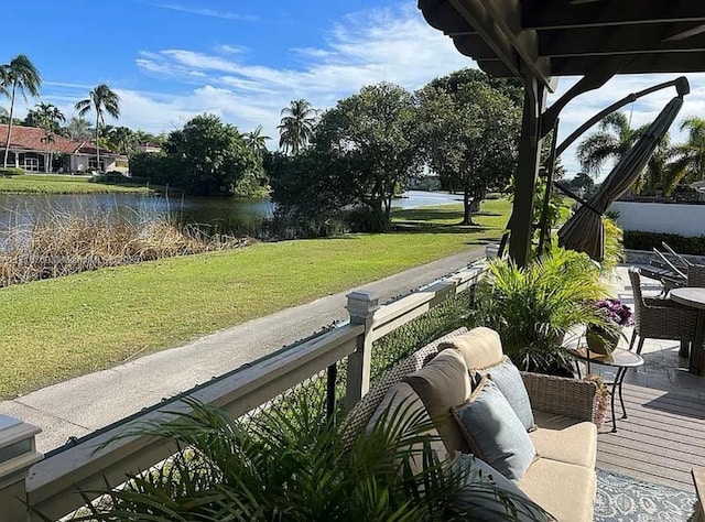 balcony with a water view