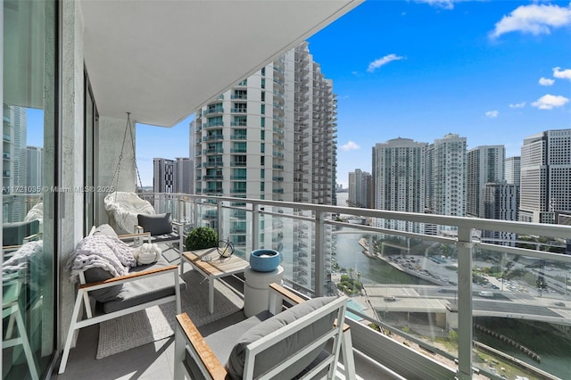 90 SW 3rd St Unit 2603, Miami, FL 33130 - balcony with a view of skyline and a water view