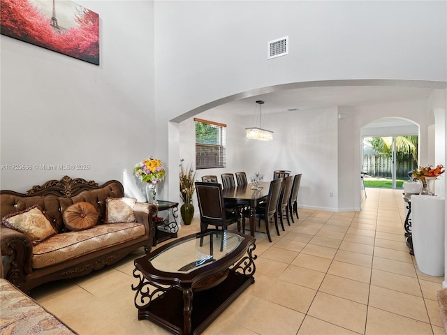 view of tiled living room